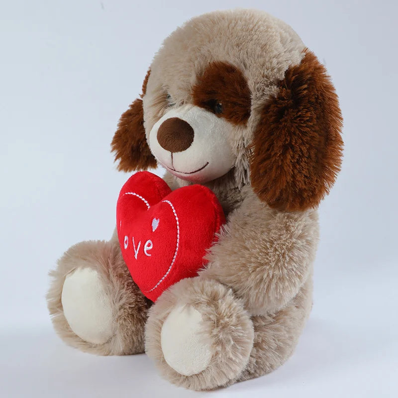 25CM Cute Heart Bear & Dog Plush Toy – Love Stuffed Animal Gift