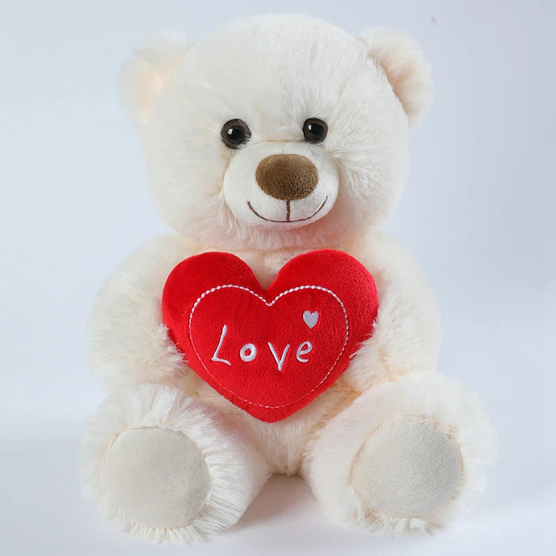 25CM Cute Heart Bear & Dog Plush Toy – Love Stuffed Animal Gift