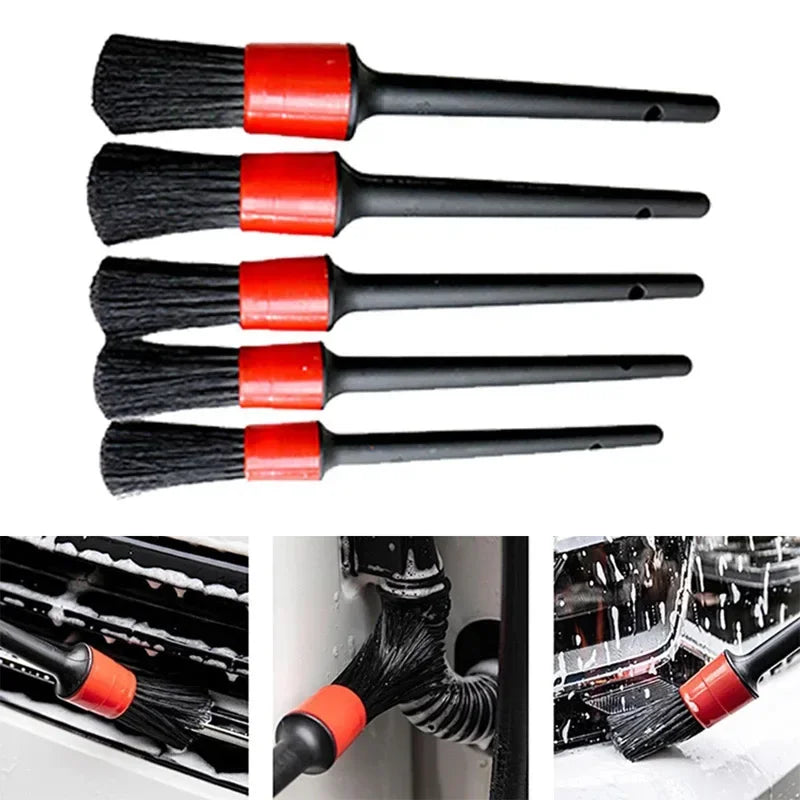 5-Piece Car Detailing Brush Set – Soft Bristle Brushes for Interior & Exterior Cleaning