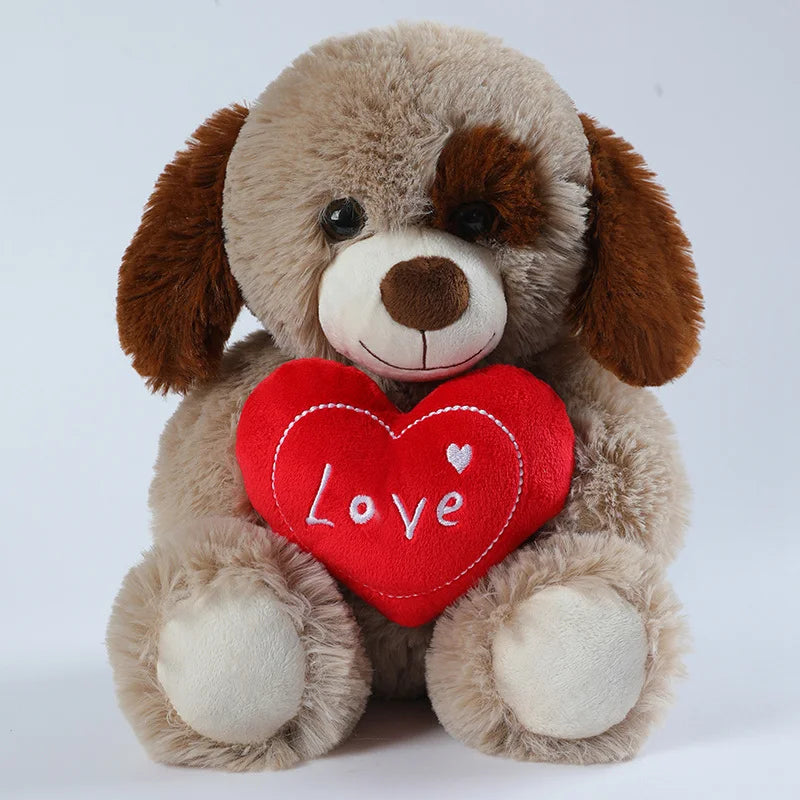 25CM Cute Heart Bear & Dog Plush Toy – Love Stuffed Animal Gift