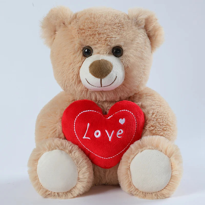 25CM Cute Heart Bear & Dog Plush Toy – Love Stuffed Animal Gift